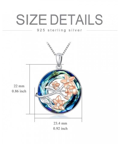 Birth Flower Necklace for Women S925 Sterling Silver Crystal 12 Month Floral Pendant Necklace Birthday Gifts for Girls March-...