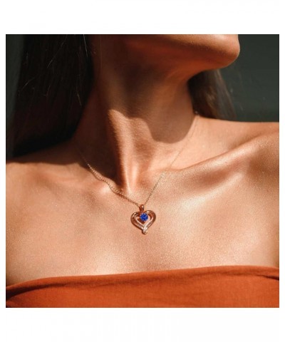 Love Heart Necklaces for Women, 18k Rose Gold Over 925 Sterling Silver with Birthstone Zirconia Jewelry for Women, Twisted Da...