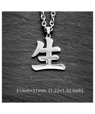 Life Kanji Elements Necklaces for Japanese Stainless Steel Pendant Chain Necklace Men Women Life Kanji Necklaces $11.96 Neckl...