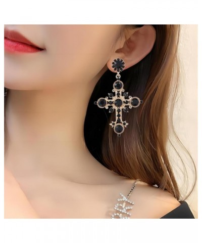 Gold Cross Dangling Earrings for Women, Rhinestone Cross Earrings Pearl Cross Earrings Colorful Crystal Earrings Baroque Big ...