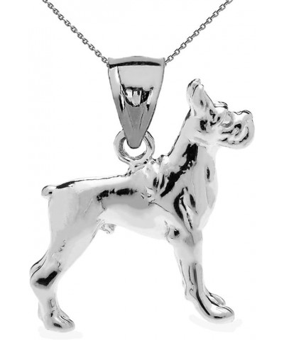 Sterling Silver 3D Boxer Dog Charm Pendant Necklace 22.0 Inches $16.00 Necklaces