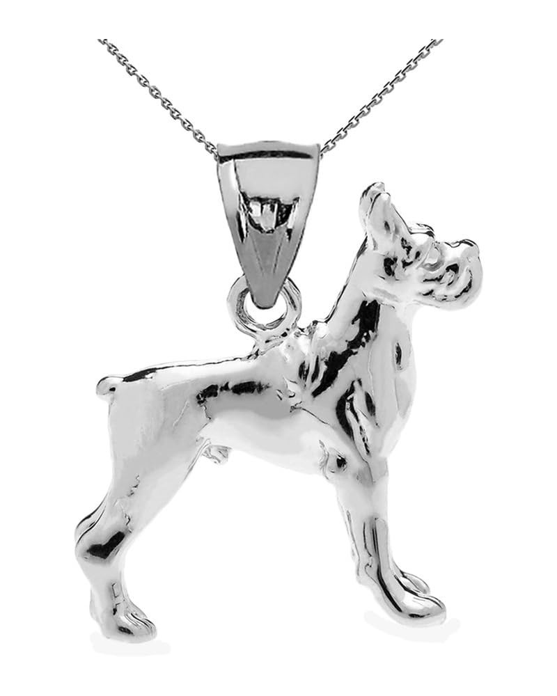 Sterling Silver 3D Boxer Dog Charm Pendant Necklace 22.0 Inches $16.00 Necklaces