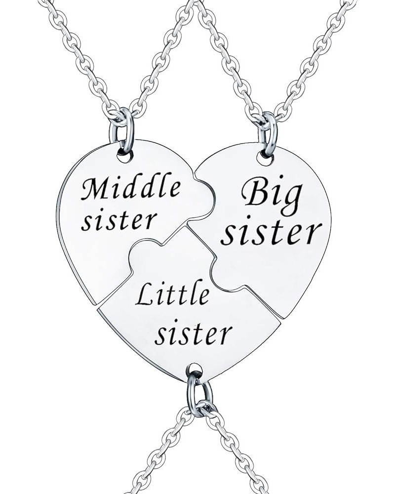 Sister Necklace for 3, Sister Gifts, Big Sister Middle Sister Little Sister Gifts Set, Sister Jewelry, Sister Matching Neckla...