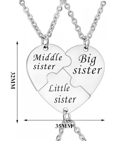 Sister Necklace for 3, Sister Gifts, Big Sister Middle Sister Little Sister Gifts Set, Sister Jewelry, Sister Matching Neckla...