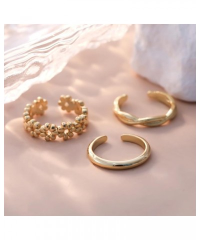 Toe Rings 14K Gold Fill Summer Beach Tail Rings Minimalist Foot Jewelry Open Flower Heart Toe Rings 3PCS Adujstable Toe Rings...