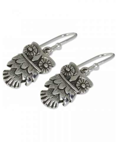 Artisan Handmade .925 Sterling Silver Dangle Earrings Crafted Owl Thailand Animal Themed Bird 'Owl Love' $20.64 Earrings