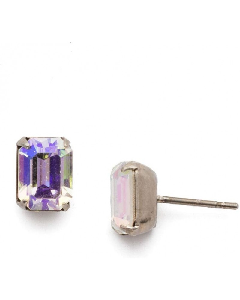 Essentials Mini Emerald Cut Stud Earrings Crystal Aurora Borealis Antique Silver-Tone $21.41 Earrings