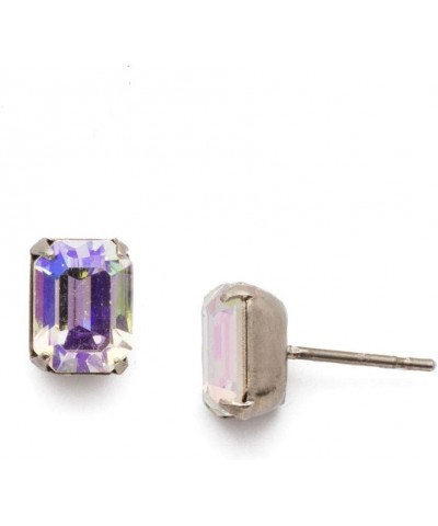 Essentials Mini Emerald Cut Stud Earrings Crystal Aurora Borealis Antique Silver-Tone $21.41 Earrings