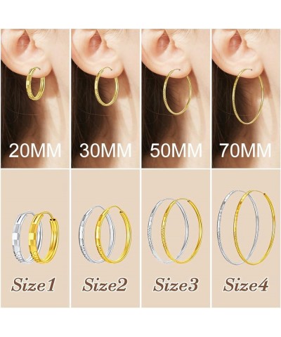 Sterling Silver Hoop Earrings, Hypoallergenic Polished Endless Circle Hoops 18K Gold Jewelry Gifts for Women Girls 20mm/30mm/...