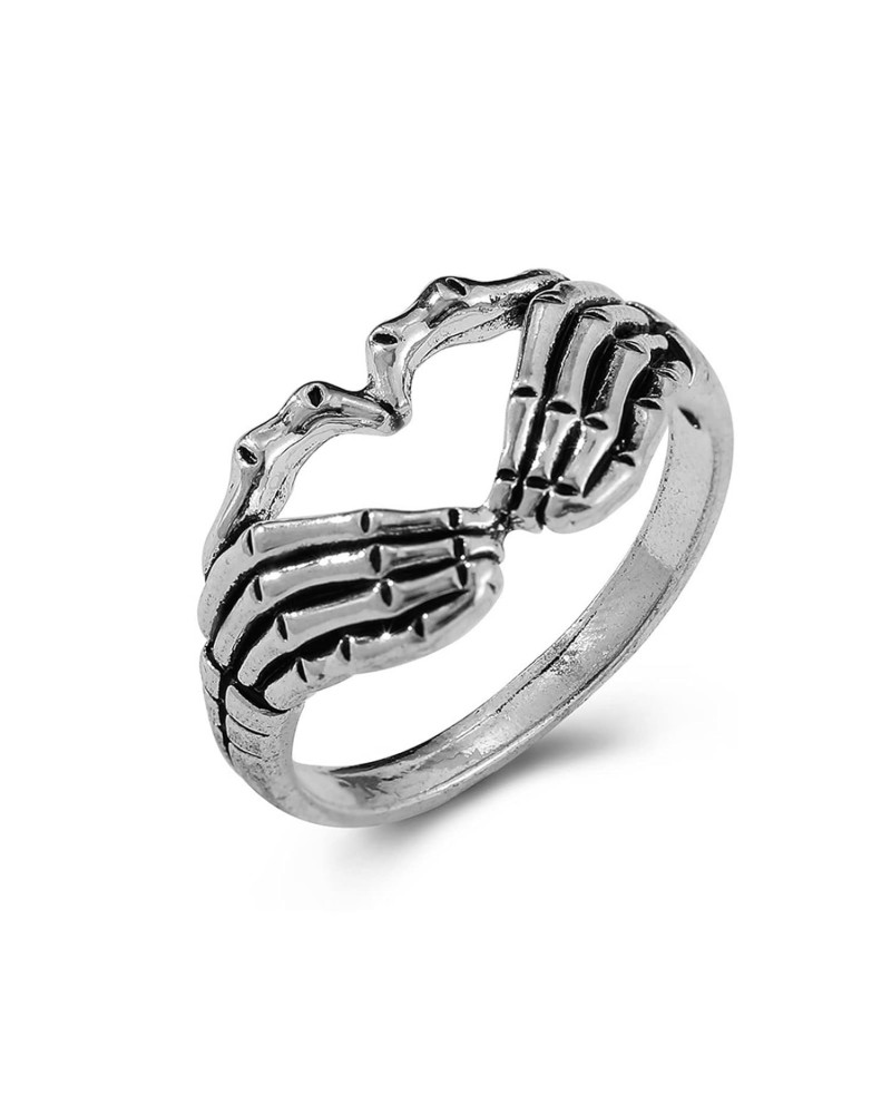 Punk Skull Hand Claw Ring Silver Goth Heart Skelton Hand Wrap Band Ring for Women Girls $6.71 Rings