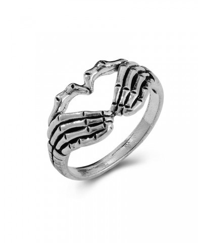 Punk Skull Hand Claw Ring Silver Goth Heart Skelton Hand Wrap Band Ring for Women Girls $6.71 Rings