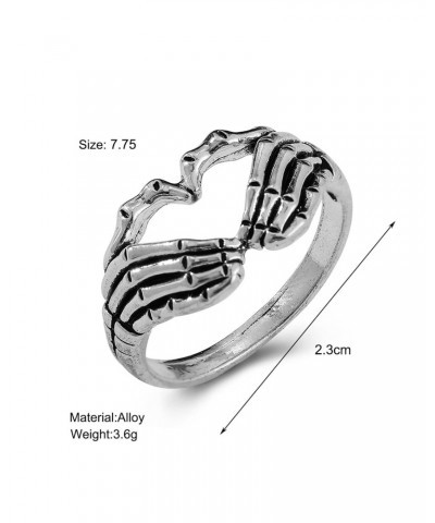 Punk Skull Hand Claw Ring Silver Goth Heart Skelton Hand Wrap Band Ring for Women Girls $6.71 Rings