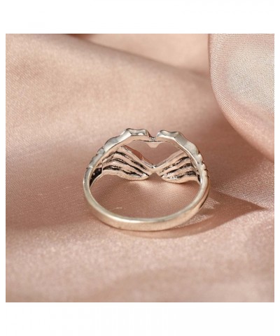 Punk Skull Hand Claw Ring Silver Goth Heart Skelton Hand Wrap Band Ring for Women Girls $6.71 Rings