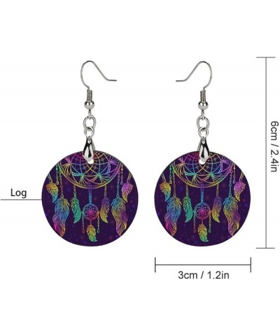 Round Wooden Dangle Earrings Lightweight Earrings For Women Ladies Girl 2.4 x 1.2 in Multi 2 $7.79 Earrings