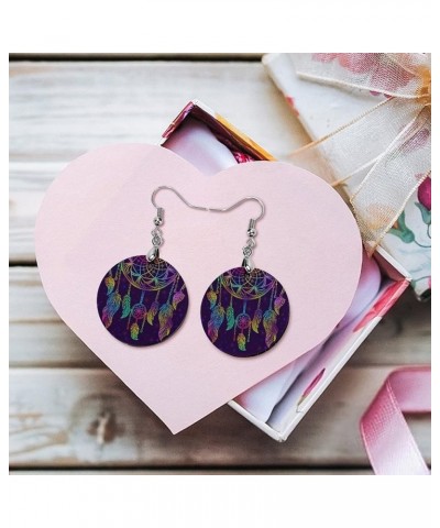 Round Wooden Dangle Earrings Lightweight Earrings For Women Ladies Girl 2.4 x 1.2 in Multi 2 $7.79 Earrings