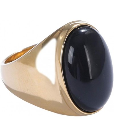 Men's Women's Stainless Steel Gemstone Ring Multi Colors Gold Black $8.47 Rings