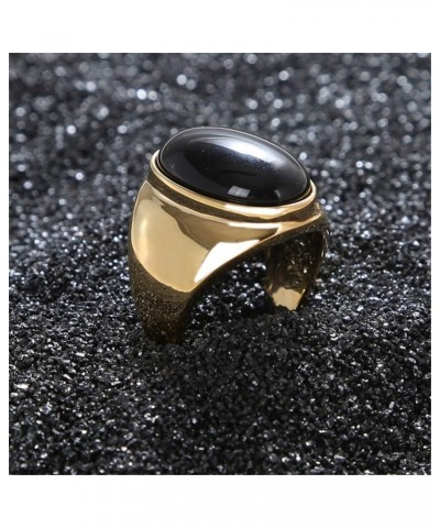 Men's Women's Stainless Steel Gemstone Ring Multi Colors Gold Black $8.47 Rings