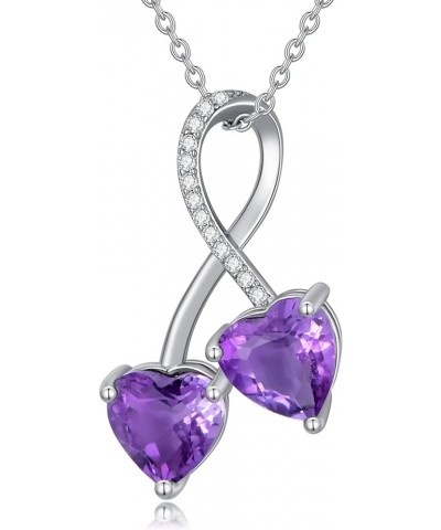 Purple Amethyst Necklace for Women 925 Sterling Silver Natural Amethyst Pendant Necklace Style A-Heart Shaped Amethyst $42.75...