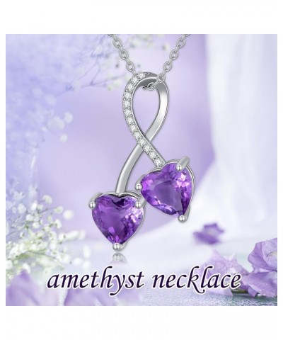 Purple Amethyst Necklace for Women 925 Sterling Silver Natural Amethyst Pendant Necklace Style A-Heart Shaped Amethyst $42.75...