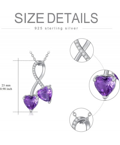 Purple Amethyst Necklace for Women 925 Sterling Silver Natural Amethyst Pendant Necklace Style A-Heart Shaped Amethyst $42.75...