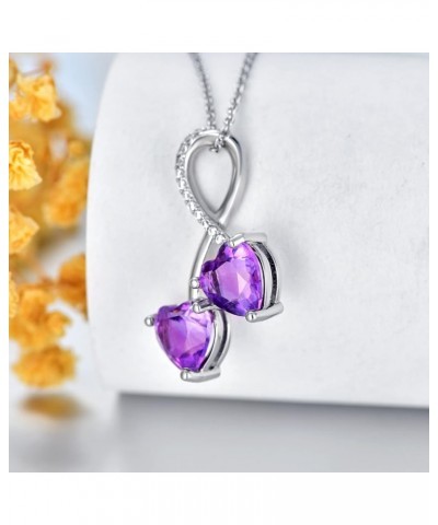 Purple Amethyst Necklace for Women 925 Sterling Silver Natural Amethyst Pendant Necklace Style A-Heart Shaped Amethyst $42.75...