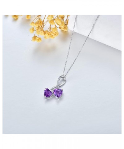 Purple Amethyst Necklace for Women 925 Sterling Silver Natural Amethyst Pendant Necklace Style A-Heart Shaped Amethyst $42.75...