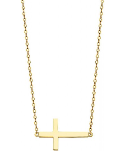 14k Yellow Gold Side Way Cross Necklace - 18 $71.44 Necklaces