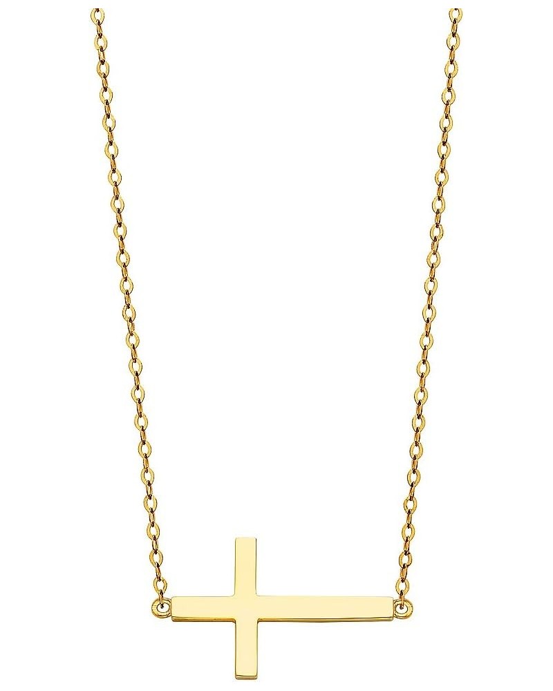 14k Yellow Gold Side Way Cross Necklace - 18 $71.44 Necklaces