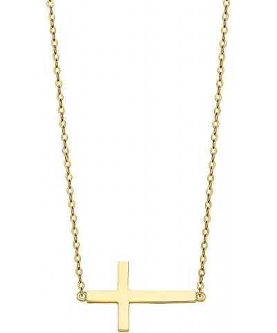 14k Yellow Gold Side Way Cross Necklace - 18 $71.44 Necklaces