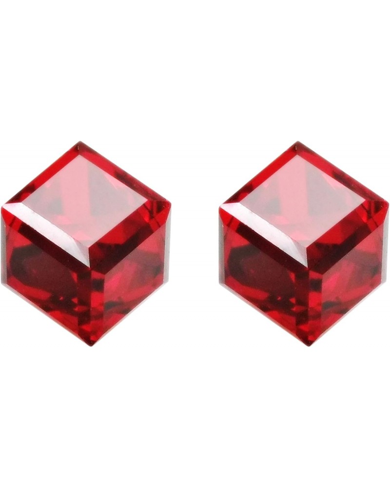 Unique and Vibrant Red Prism Crystal Cubes on Sterling Silver Post Stud Earrings for Simple and Stylish Unisex Fashion Access...