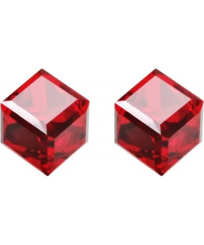 Unique and Vibrant Red Prism Crystal Cubes on Sterling Silver Post Stud Earrings for Simple and Stylish Unisex Fashion Access...