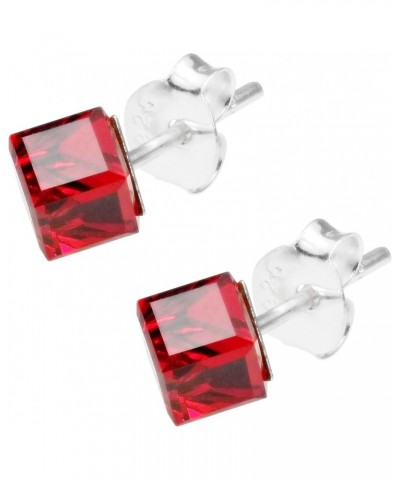 Unique and Vibrant Red Prism Crystal Cubes on Sterling Silver Post Stud Earrings for Simple and Stylish Unisex Fashion Access...