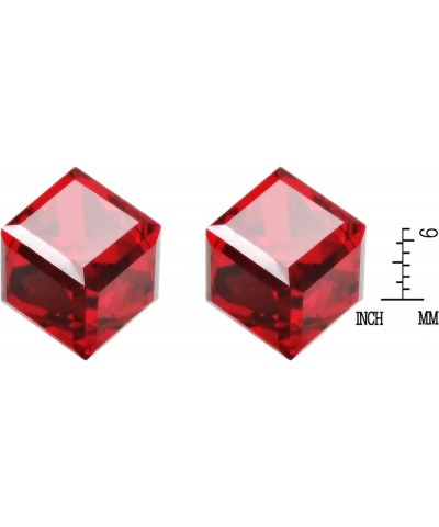 Unique and Vibrant Red Prism Crystal Cubes on Sterling Silver Post Stud Earrings for Simple and Stylish Unisex Fashion Access...