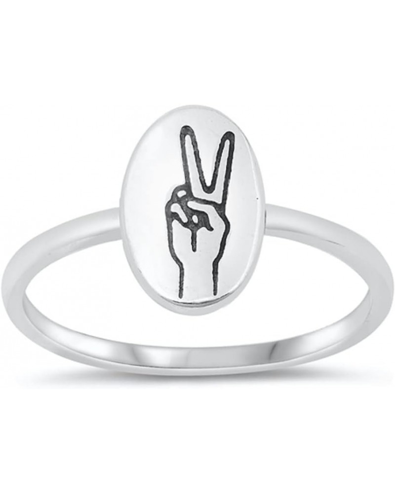 CLOSEOUT WAREHOUSE Sterling Silver designed Peace sign ring Silver $11.20 Rings