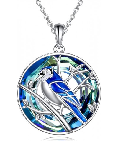 Blue Jay Necklace 925 Sterling Silver Blue Jay Pendant Necklaces Our Love Never Dies Blue Bird Jewelry for Bird Lover Gifts c...