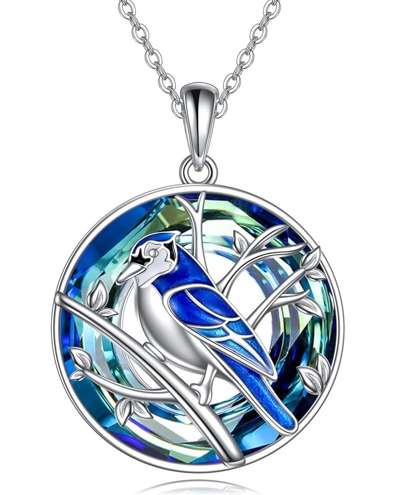 Blue Jay Necklace 925 Sterling Silver Blue Jay Pendant Necklaces Our Love Never Dies Blue Bird Jewelry for Bird Lover Gifts c...