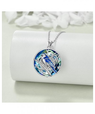 Blue Jay Necklace 925 Sterling Silver Blue Jay Pendant Necklaces Our Love Never Dies Blue Bird Jewelry for Bird Lover Gifts c...