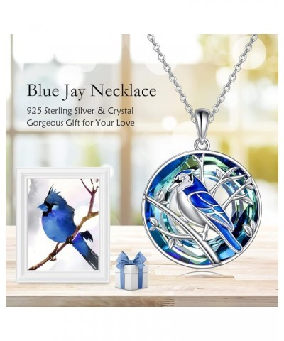 Blue Jay Necklace 925 Sterling Silver Blue Jay Pendant Necklaces Our Love Never Dies Blue Bird Jewelry for Bird Lover Gifts c...