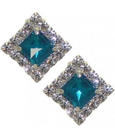 ELOQUENT Silver tone Turquoise Crystal Clip On Earrings $12.84 Earrings