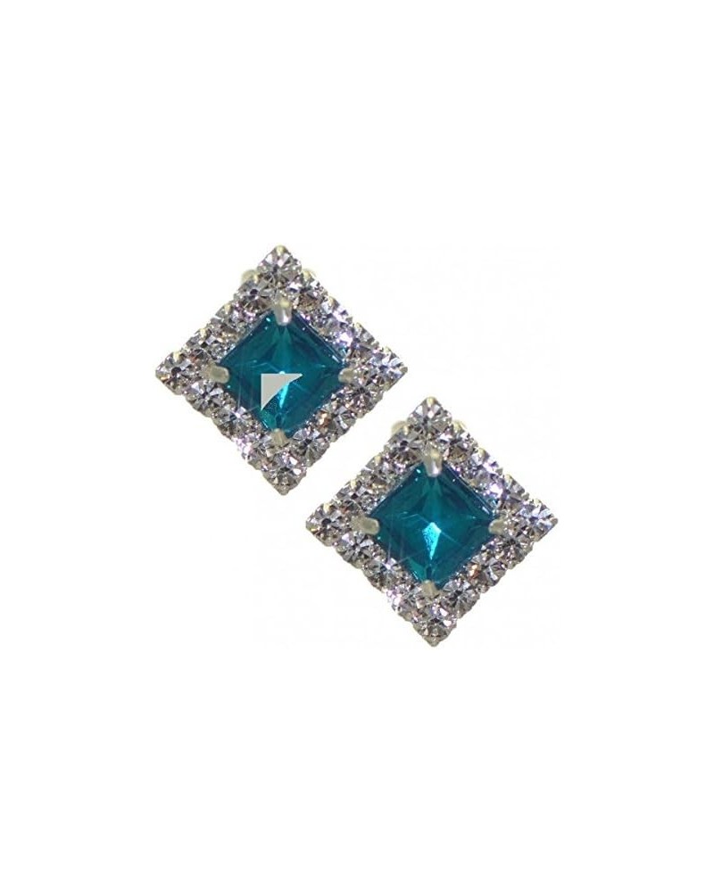 ELOQUENT Silver tone Turquoise Crystal Clip On Earrings $12.84 Earrings