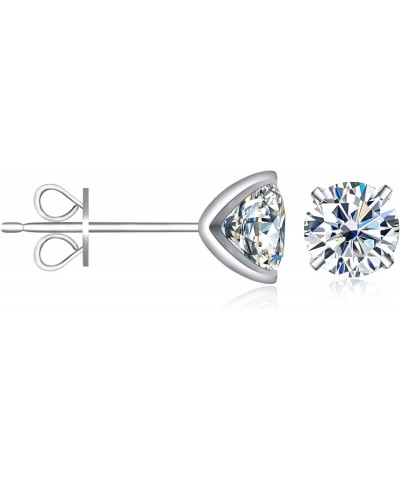 Moissanite Stud Earrings, 0.6ct-2ct D Color Brilliant Round Cut Lab Grown Diamond 18K White Gold Plated 925 Sterling Silver F...