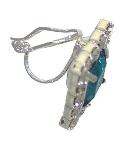 ELOQUENT Silver tone Turquoise Crystal Clip On Earrings $12.84 Earrings