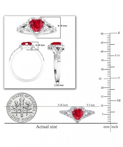 6mm Heart Lab Created Gemstone & White Diamond Engagement Ring in 925 Sterling Silver 8 925 Sterling Silver Lab-created Ruby ...