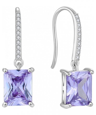 Dangle Drop Earrings Sterling Silver Solitaire Hook Earrings Square Birthstone Jewelry for Women 06-alexandrite-Jun $34.79 Ea...