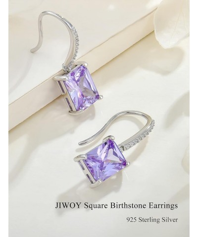 Dangle Drop Earrings Sterling Silver Solitaire Hook Earrings Square Birthstone Jewelry for Women 06-alexandrite-Jun $34.79 Ea...