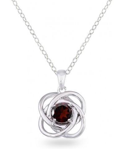 Sterling Silver Love Knot Necklace for Women, Necklace, Genuine or Synthetic Gemstone Birthstone Pendant for Girls Garnet $20...