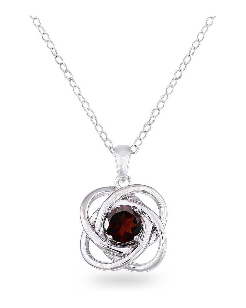 Sterling Silver Love Knot Necklace for Women, Necklace, Genuine or Synthetic Gemstone Birthstone Pendant for Girls Garnet $20...