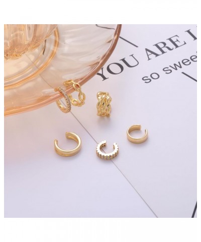 3Pcs Ear Cuff Earrings for Women, 14K Gold Plated Gold Ear Cuffs Non Pierced Ear Clips Cartilage Wrap Ear Cuff CZ Earring Set...