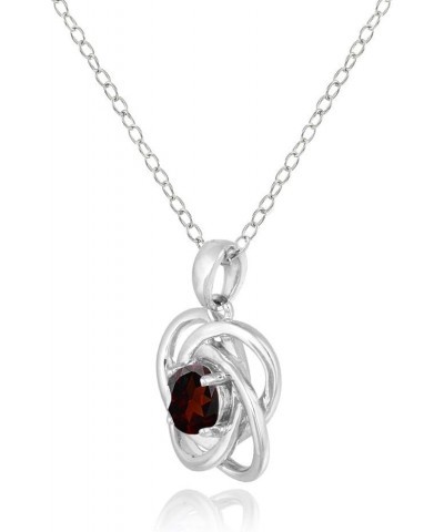 Sterling Silver Love Knot Necklace for Women, Necklace, Genuine or Synthetic Gemstone Birthstone Pendant for Girls Garnet $20...