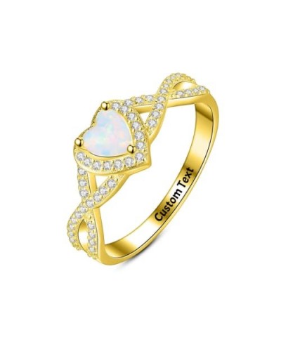 Opal Rings Heart Ring Couples Women's Her Personalized Engraved Custom Name Sterling Silver Women Halo Promise Ring, White,Si...